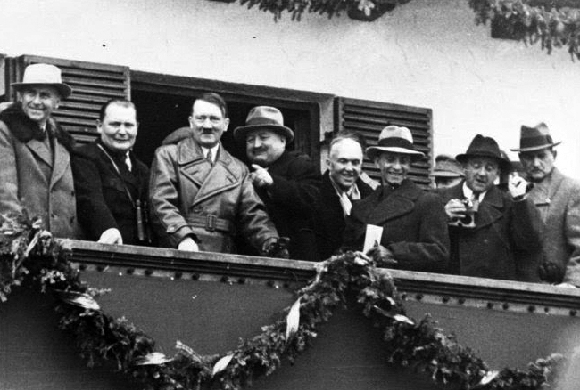 Adolf Hitler at the balcony of the Olympic House